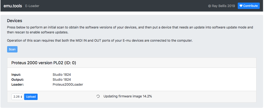 Screenshot of the web-based E-MU firmware loader