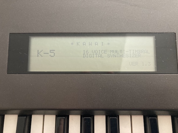 Kawai K5 synth with old, faded backlight