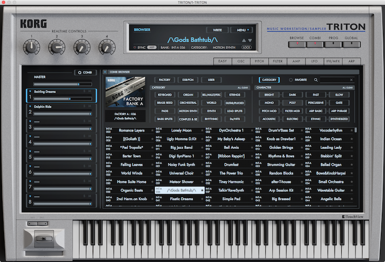 Screenshot of the KORG Triton plug-in