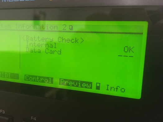 Photo of the screen of a Roland JV-2080 sound module