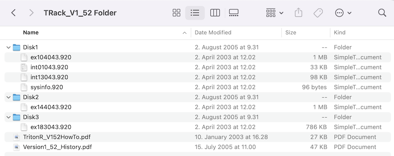 Contents of the TRITON-Rack system updater folders