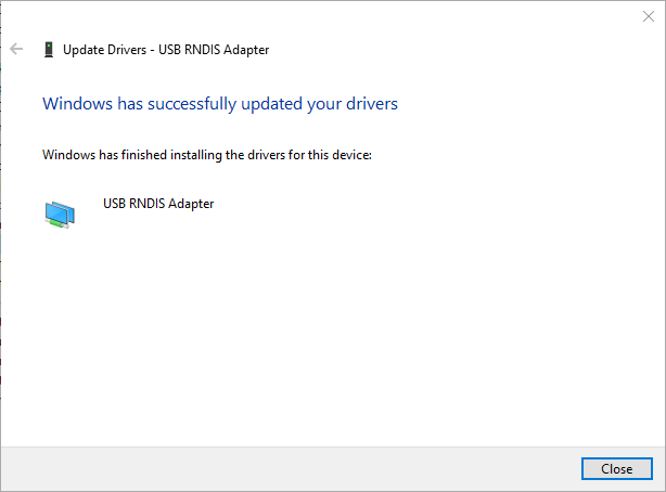 Windows USB RNDIS Adapter drivers updated