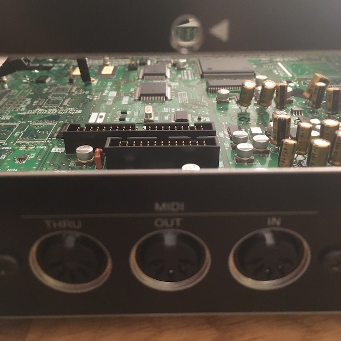 Photo of the back panel of a Yamaha A4000 sampler