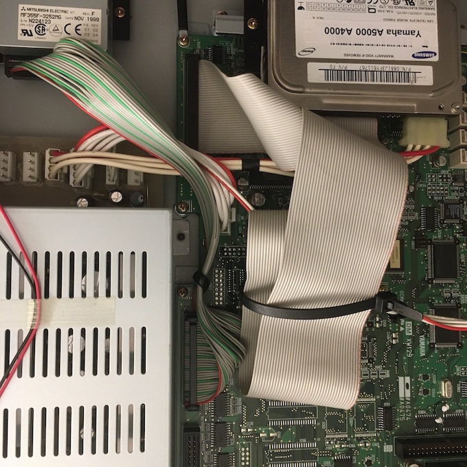 Photo of a hard disk installed inside a Yamaha A4000 sampler