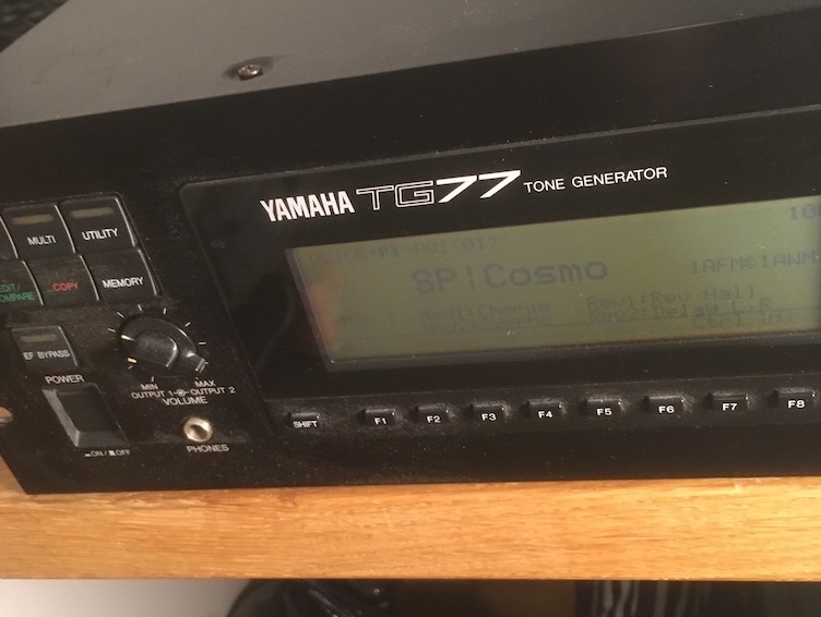 Yamaha TG77 synth with faded backlight